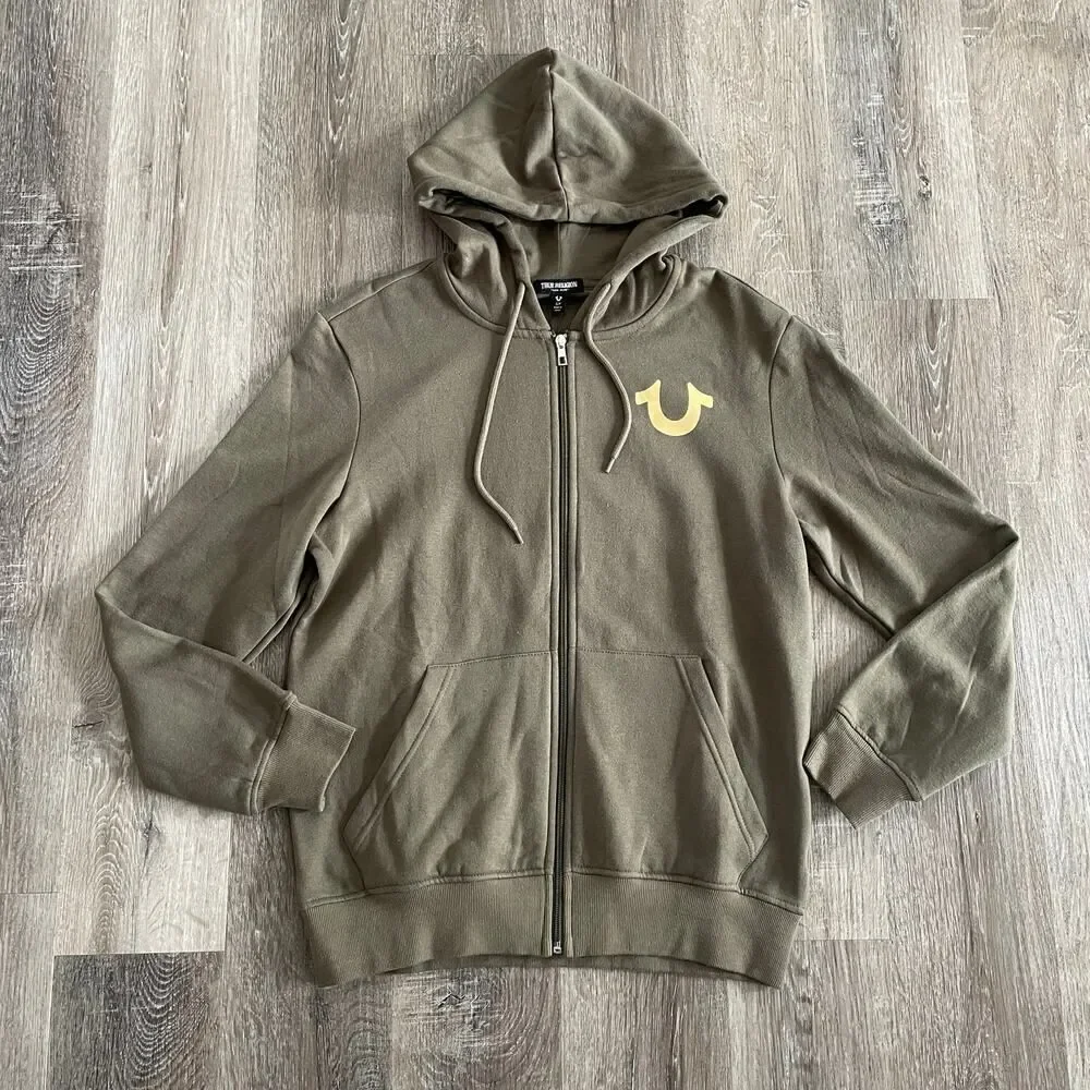 NWT True Religion Men’s City Buddha Zip Hoodie Kalamata - Size: Small